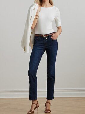 Lauren Ralph Lauren Curvy Straight Leg Dark Wash Jeans Size 12